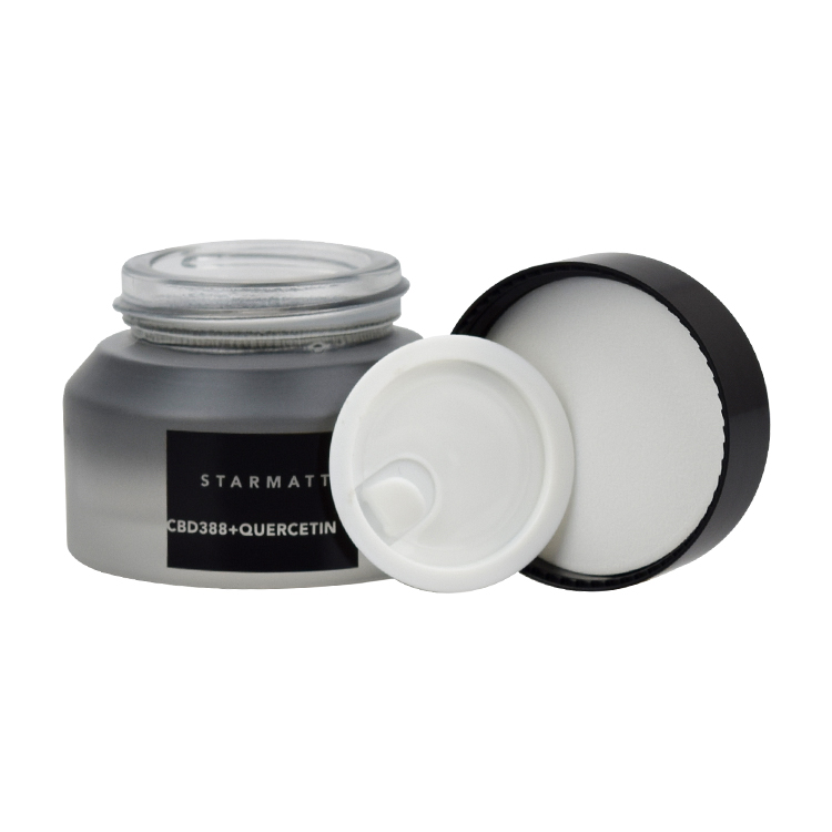 30 ml cosmetic jar painting color custom glass jar shadow frosted black glass jar 30ml with black plastic cap