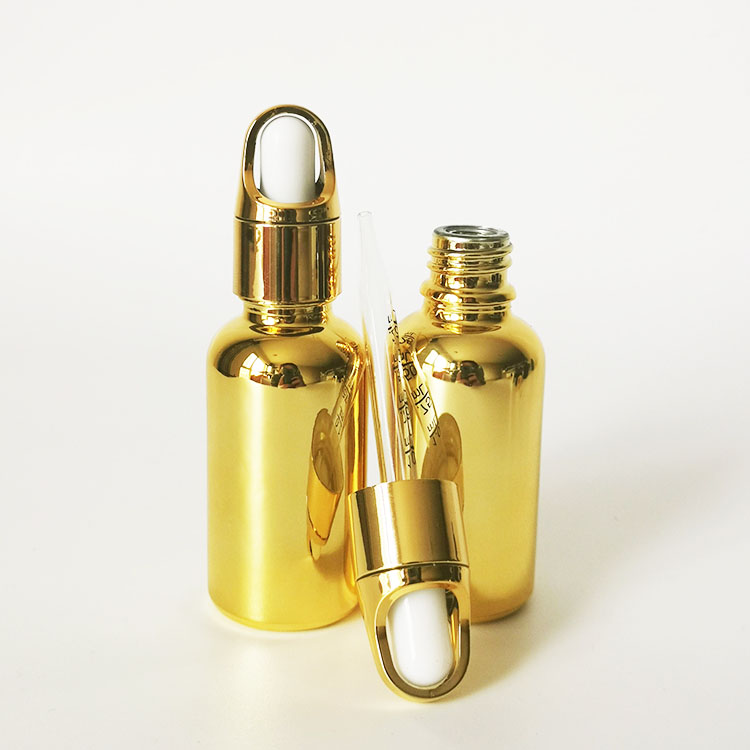 30 ml cosmetic packaging rose gold glass essential oil dropper bottles