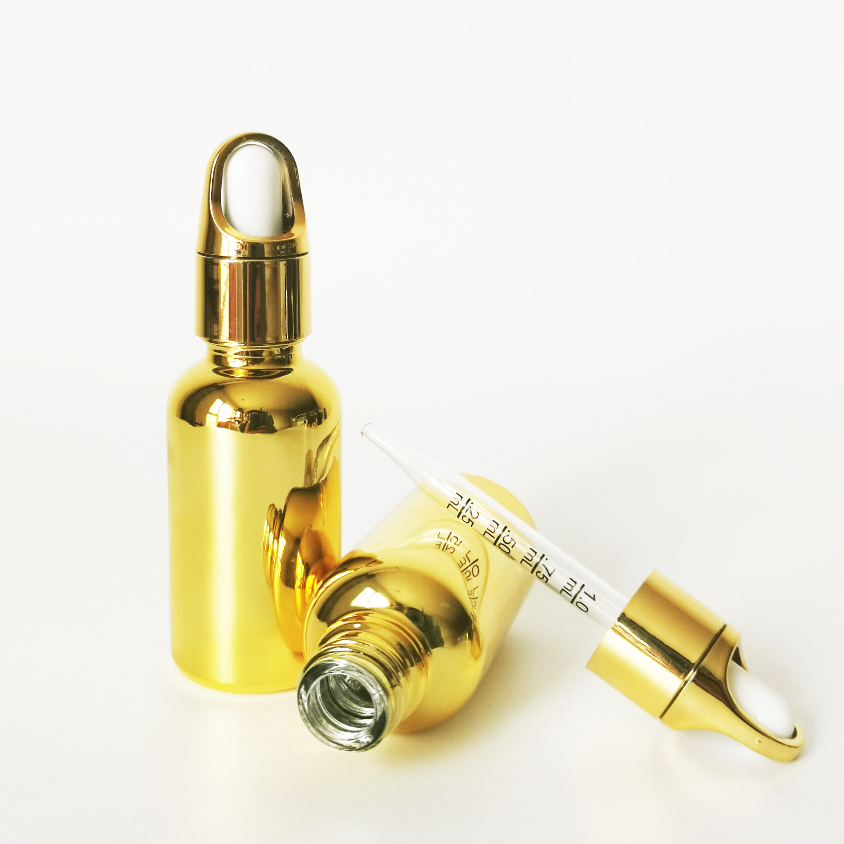 30 ml cosmetic packaging rose gold glass essential oil dropper bottles