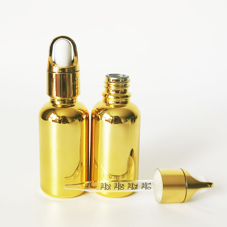 30 ml cosmetic packaging rose gold glass essential oil dropper bottles