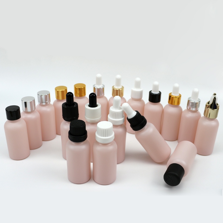 30 ml frosted pink dropper serum glass containers bottle glass bottle