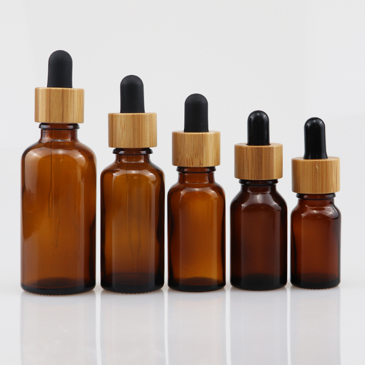30 ml green glass bottle bamboo dropper cap for essential oil