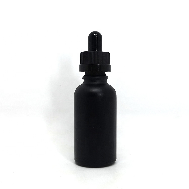30 ml matte black essential oil serum glass dropper bottle with safety caps