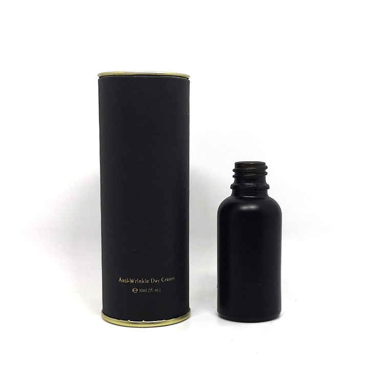 30 ml matte black essential oil serum glass dropper bottle with safety caps