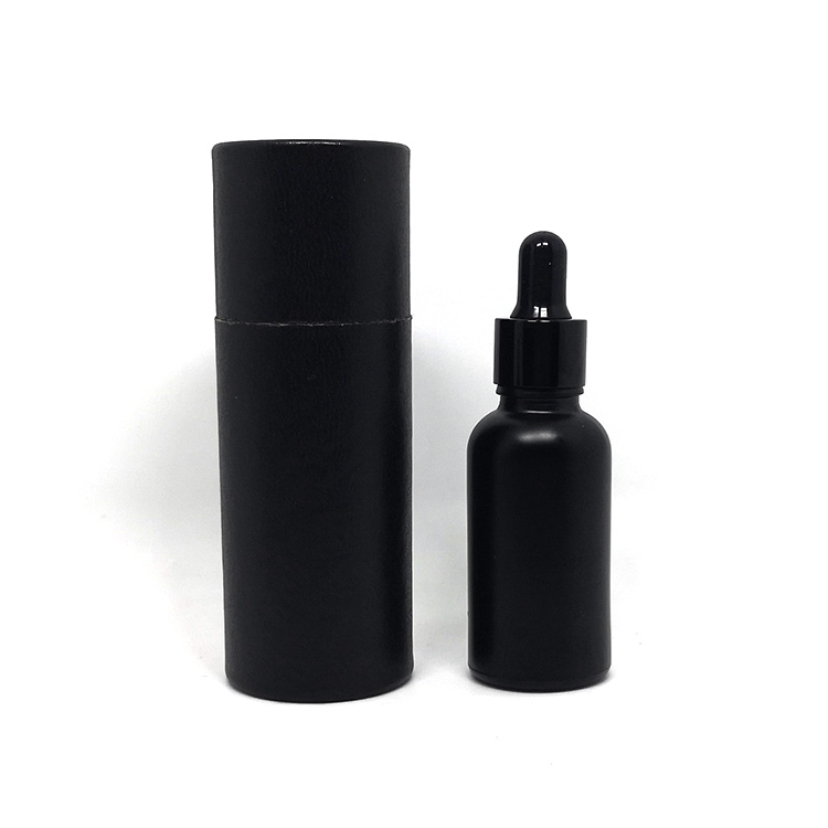 30 ml matte black essential oil serum glass dropper bottle with safety caps