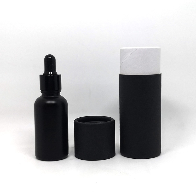 30 ml matte black essential oil serum glass dropper bottle with safety caps