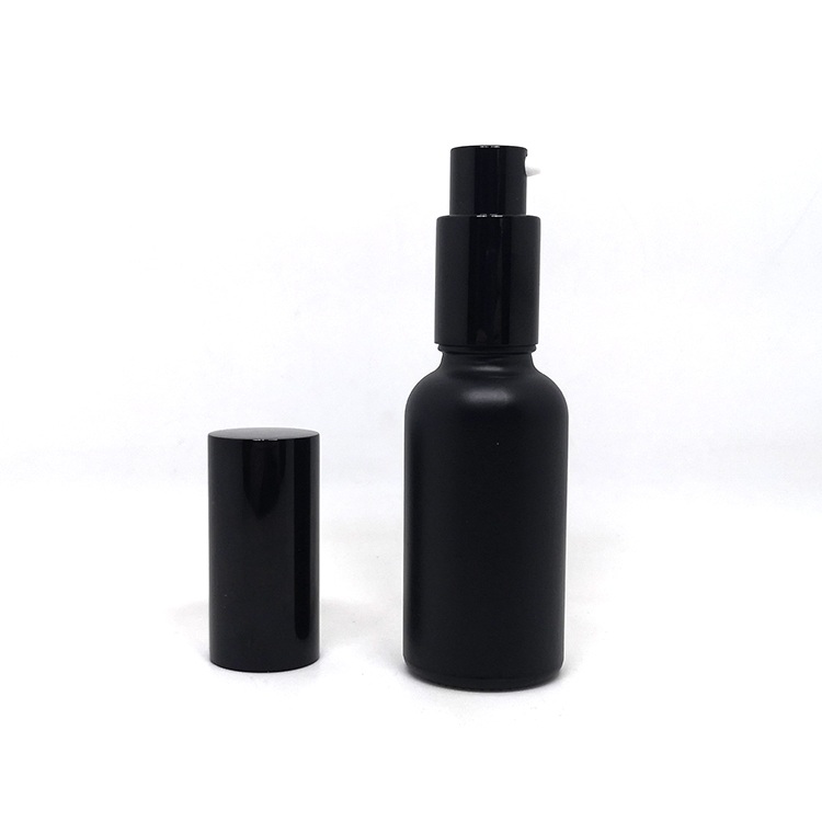 30 ml matte black essential oil serum glass dropper bottle with safety caps