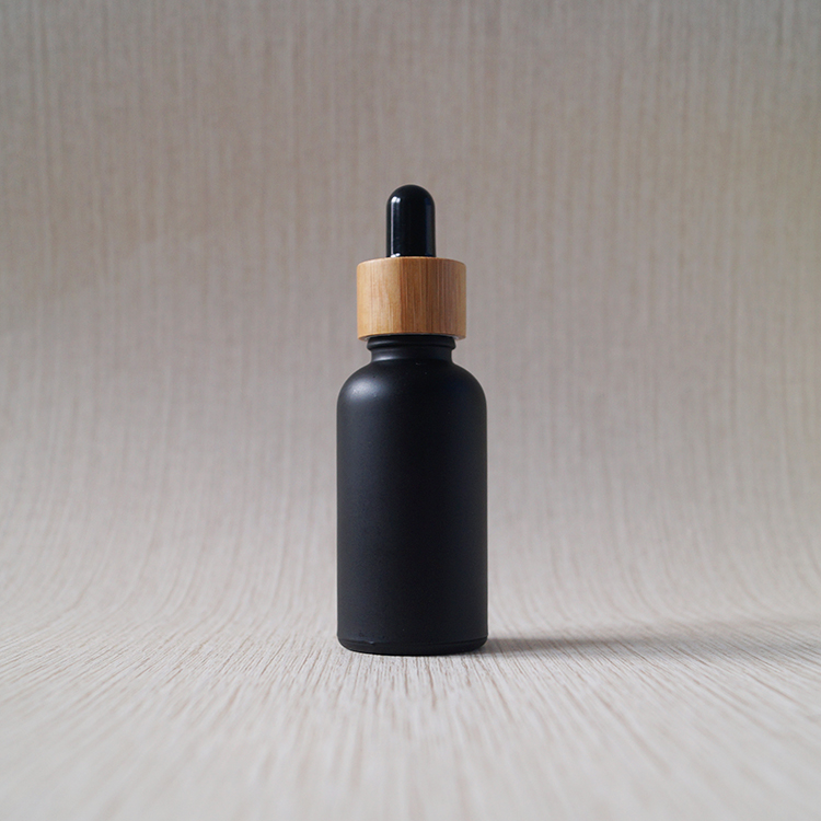 30 ml matte frosted black measuring glass dropper bottle with paper cardboard tube