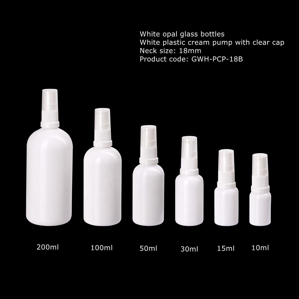 30 ml opal glass bottle cosmetic packaging 1 oz white glass milk bottles 30ml white plastic serum pump bottles