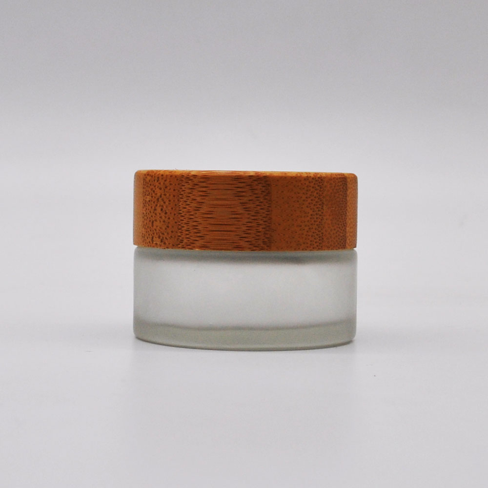 30 ml round clear frosted cosmetic 50ml 100ml large glass jar with bamboo cap