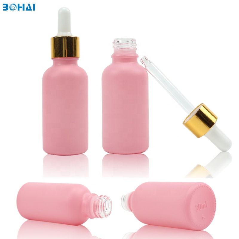 30 ml serum pink dropper bottle for essential CBD oil