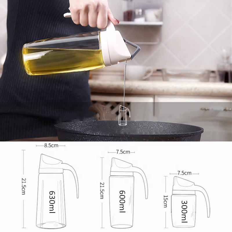 300/600/630ML Kitchen Glass Oil Bottle Dispenser Automatic Opening Closing Bottles For Oil And Vinegar Honey Olive Oil Container