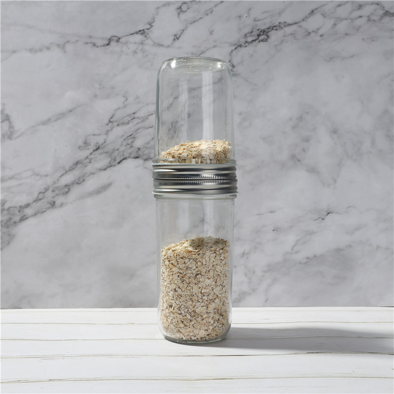 300 ML 600 ML Wide Mouth Taper Glass Mason Jars For Wheat Flakes Food Storage With Continuous Lids