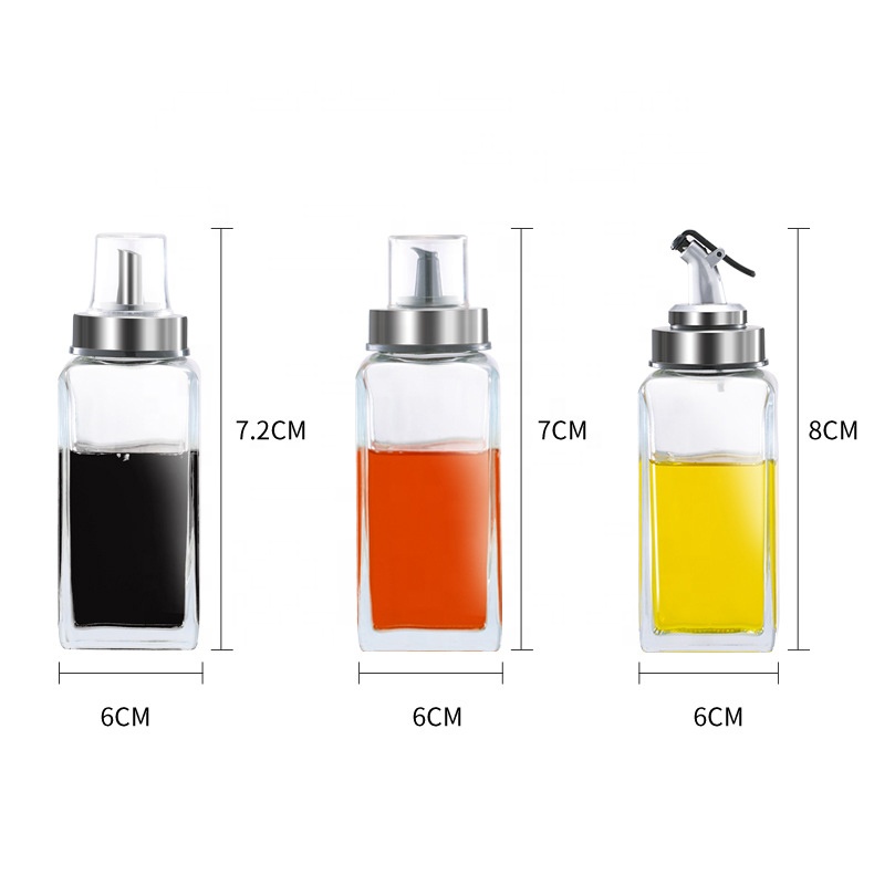 300 ml square Fancy Cooking oil Olive Oil Glass Bottle with metal lid