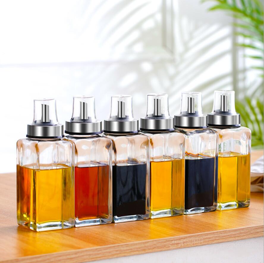300 ml square Fancy Cooking oil Olive Oil Glass Bottle with metal lid