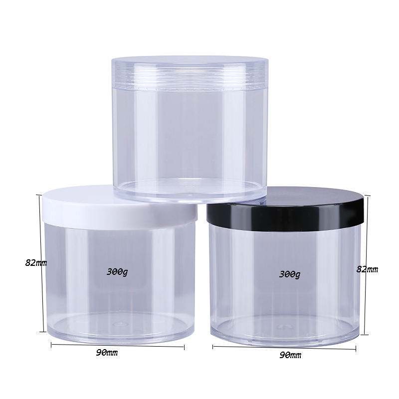 300g 10oz Transparent Empty Glitter Nail Powder Jar Cosmetic PS Plastic Eye Cream Jar