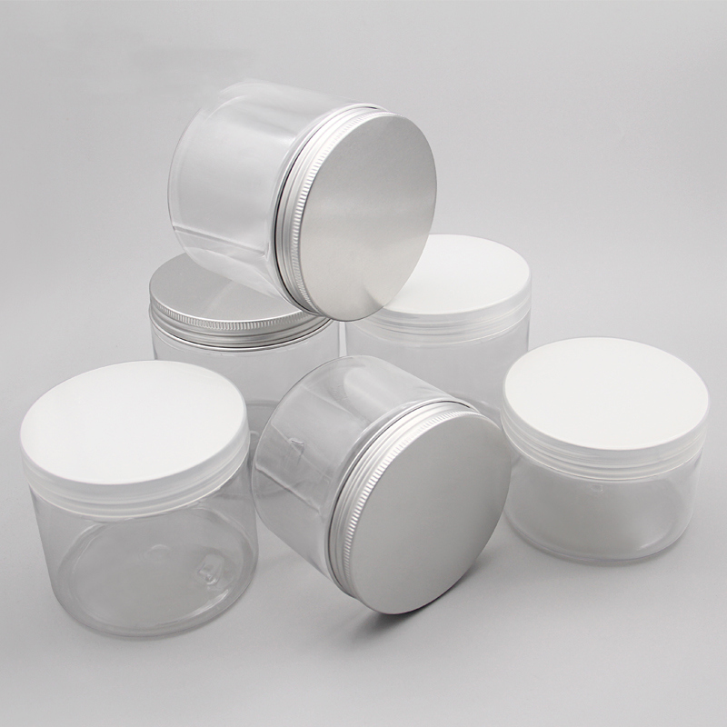 300g 400g 500g empty Clear big capacity Clear cover/Aluminum cover PET tea jar Candy plastic jar