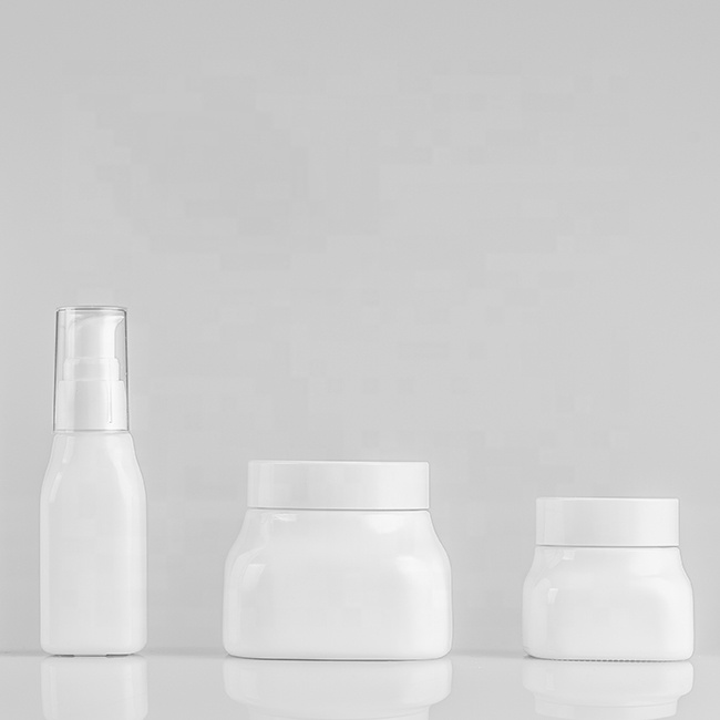 300g cosmetics white opal glass jar for cream packaging