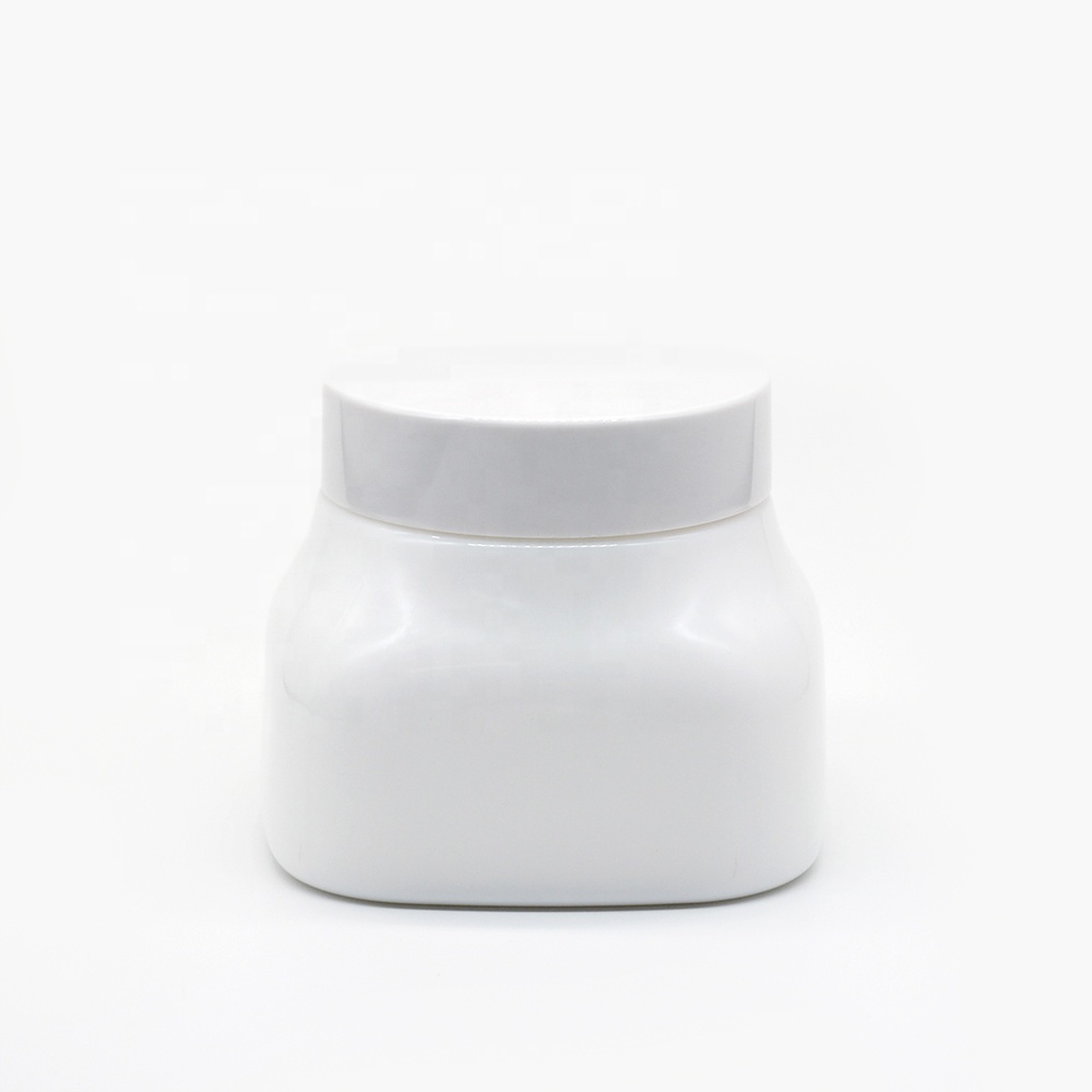 300g cosmetics white opal glass jar for cream packaging