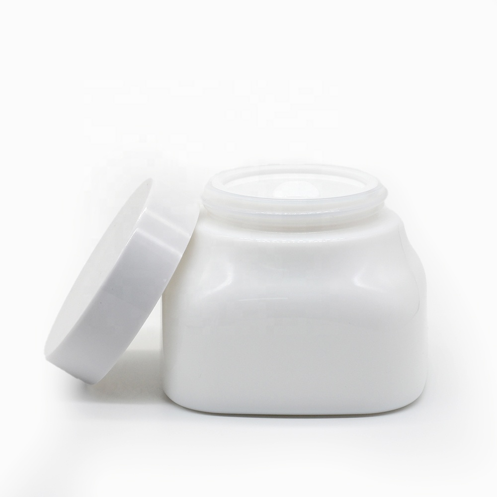 300g cosmetics white opal glass jar for cream packaging