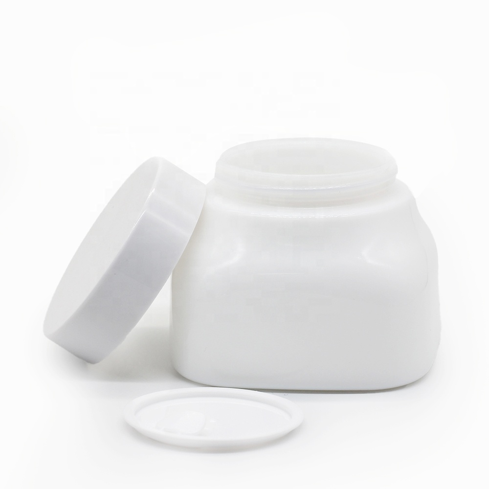 300g cosmetics white opal glass jar for cream packaging
