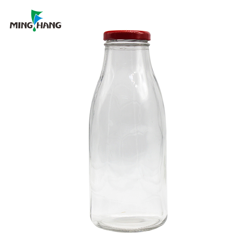 300ml 1000ml Glass Milk Bottle Juice Beverage Drinking Bottle With Metal Lid