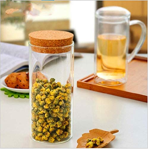 300ml/10oz Empty Clear Glass Heat-resistant Airtight Canister with Cork Multipurpose Tea-leaf Candy Coffee Beans Storage Jar Can