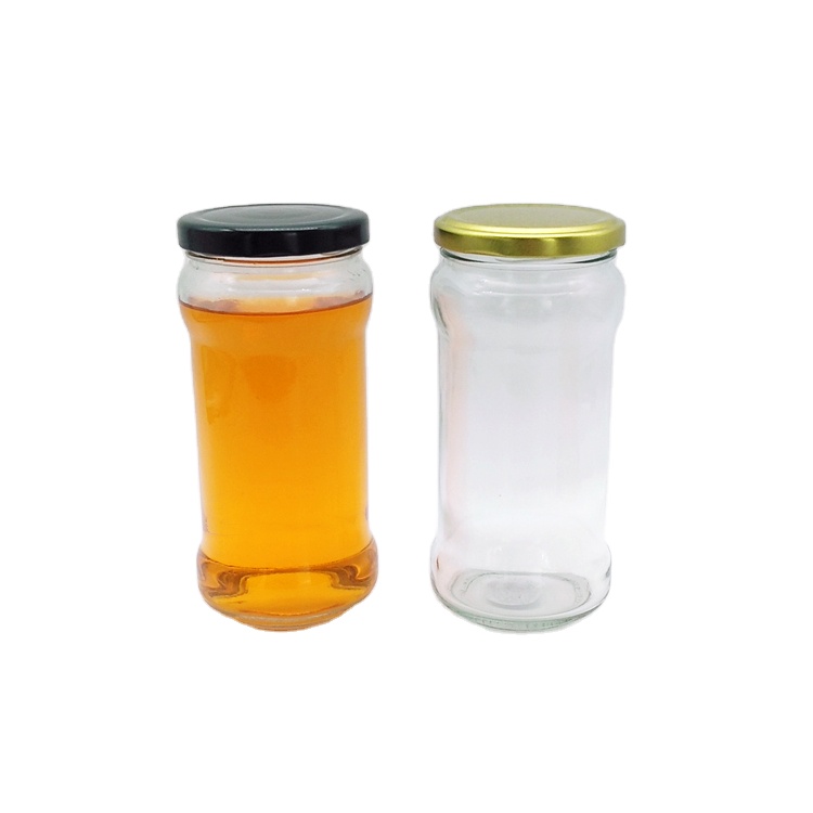 300ml 10oz clear glass storage bottles with metal lid for kimchi chili sauce pickled vegetables