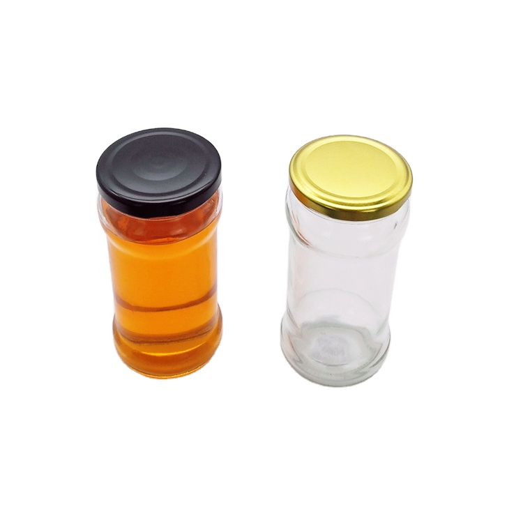300ml 10oz clear glass storage bottles with metal lid for kimchi chili sauce pickled vegetables