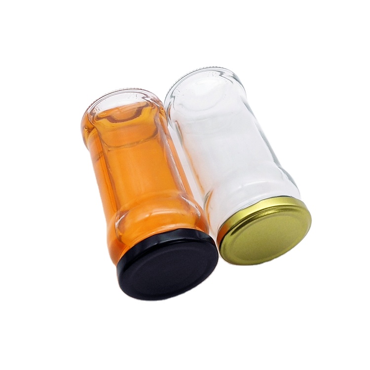 300ml 10oz clear glass storage bottles with metal lid for kimchi chili sauce pickled vegetables