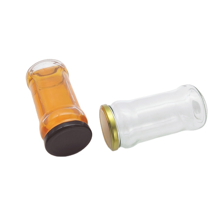 300ml 10oz clear glass storage bottles with metal lid for kimchi chili sauce pickled vegetables