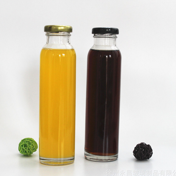 300ml 10oz empty bubble tea bottle transparent water glass juice bottles with colored metal lid
