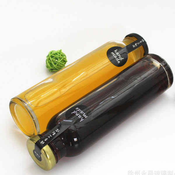 300ml 10oz empty bubble tea bottle transparent water glass juice bottles with colored metal lid