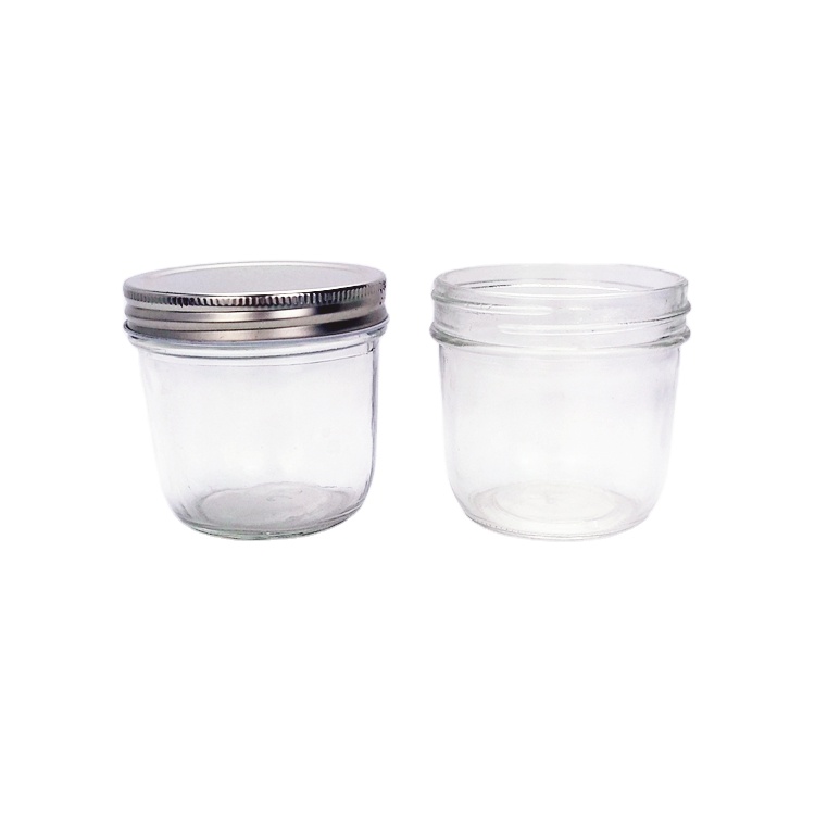300ml 10oz wide mouth clear sealed glass caviar jar food storage mason jar with sliver metal lids