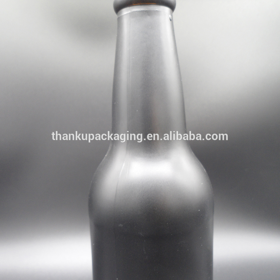 300ml 12oz black matte beer glass bottle wholesale custom logo