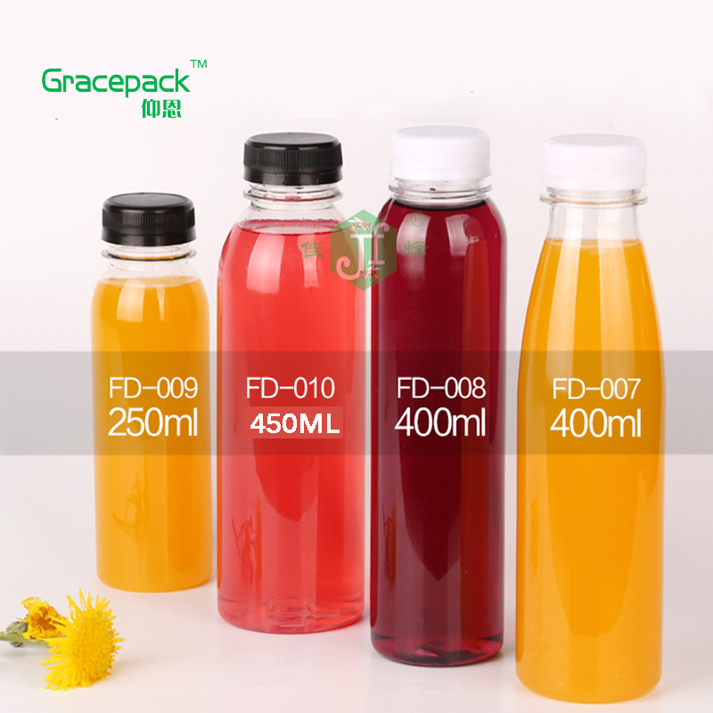 300ml/350ml/400ml/500ml empty clear pet drinking beverage plastic juice bottle