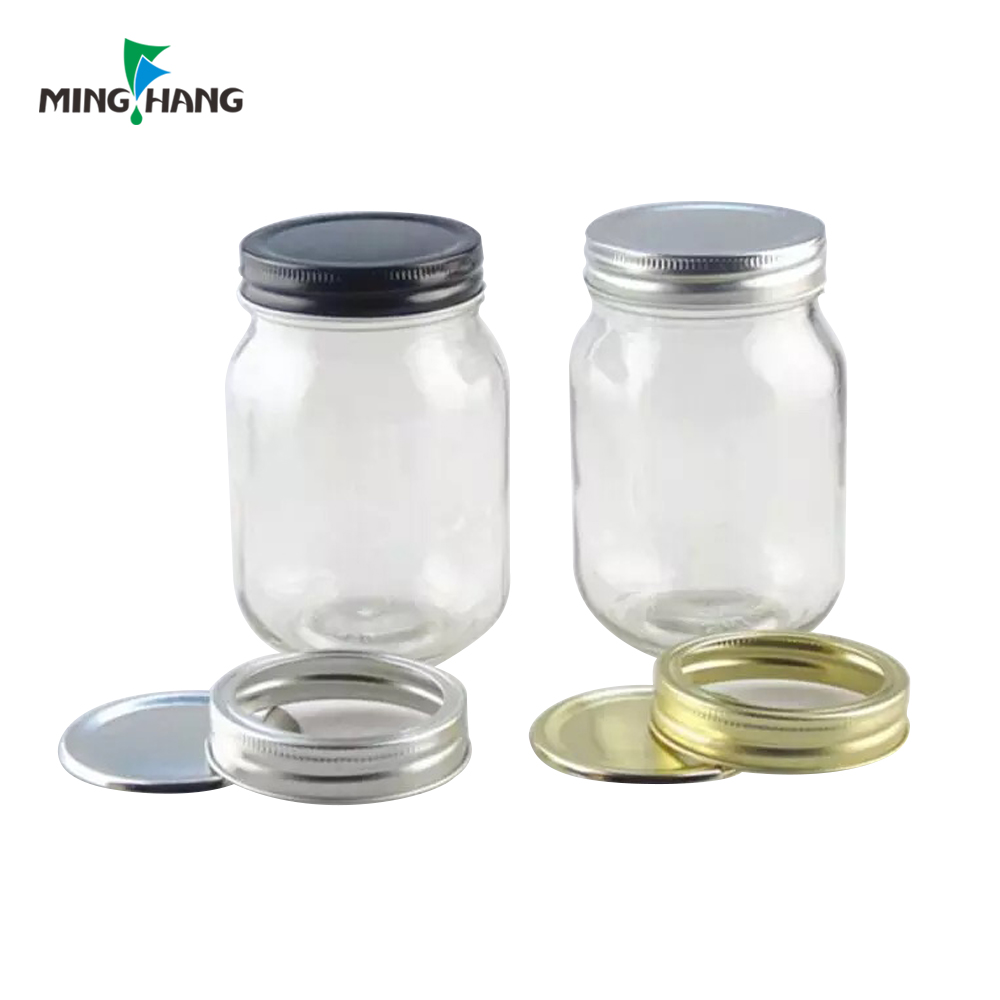 300ml 350ml 500ml large  colored wide mouth Glass mason jar with metal lid and plastic color straw