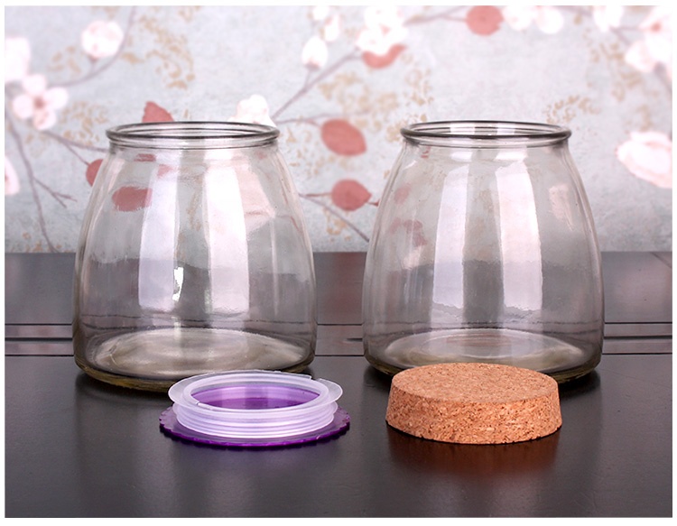 300ml 400ml 500ml 800ml wide mouth glass pudding salade jar with cork