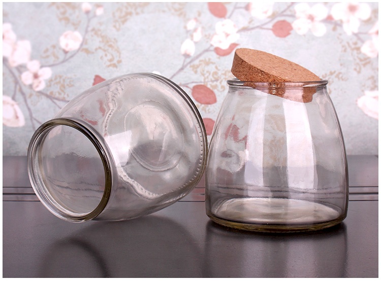 300ml 400ml 500ml 800ml wide mouth glass pudding salade jar with cork
