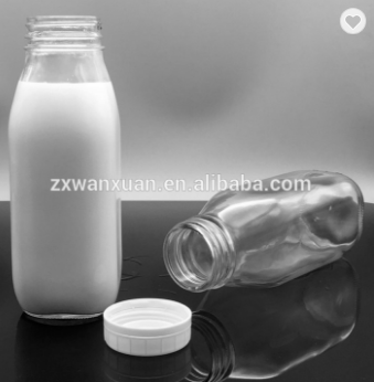 300ml 500ml 1000ml Square French Beverage Milk Juice Yogurt Glass Packing Bottle with Lids