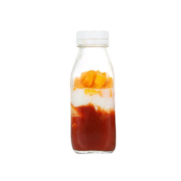 300ml 500ml 1000ml empty square glass bottles for milk juices beverage