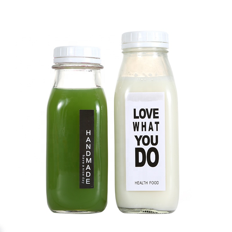 300ml 500ml 1000ml empty square glass bottles for milk juices beverage