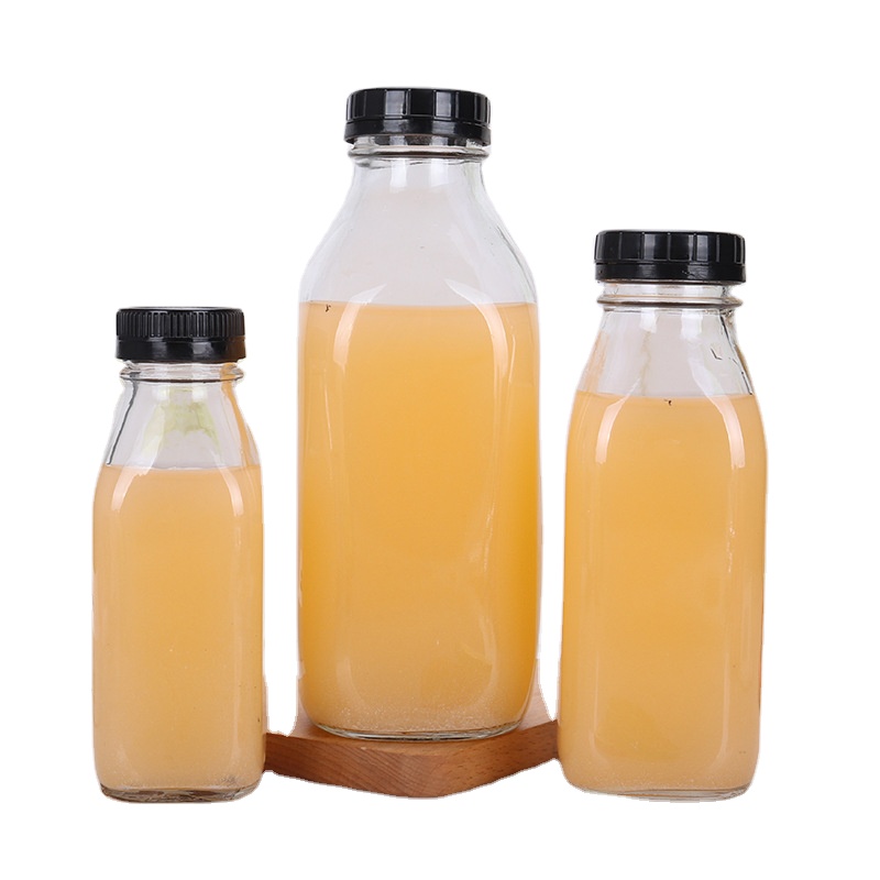 300ml 500ml 1000ml sterilized glass milk bottle with plastic cap logo print available