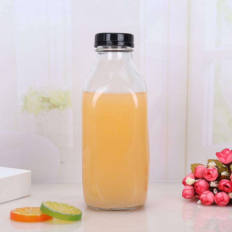300ml 500ml 1000ml sterilized glass milk bottle with plastic cap logo print available