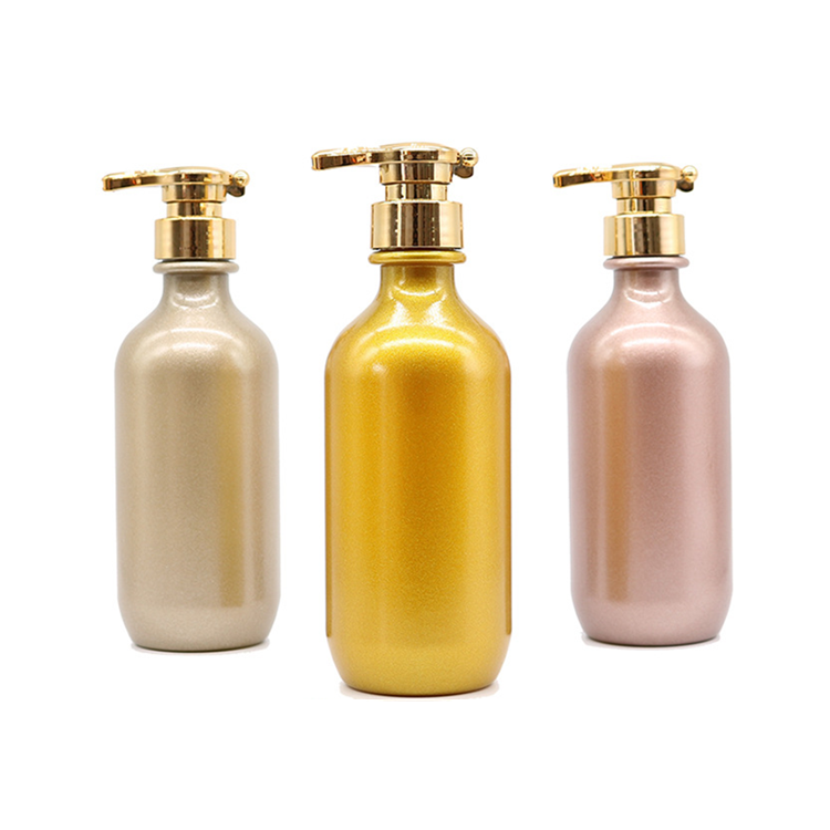 300ml 500ml 700ml PET plastic lotion bottles / luxury golden shampoo liquid dispenser / Fancy cosmetic square shape bottle