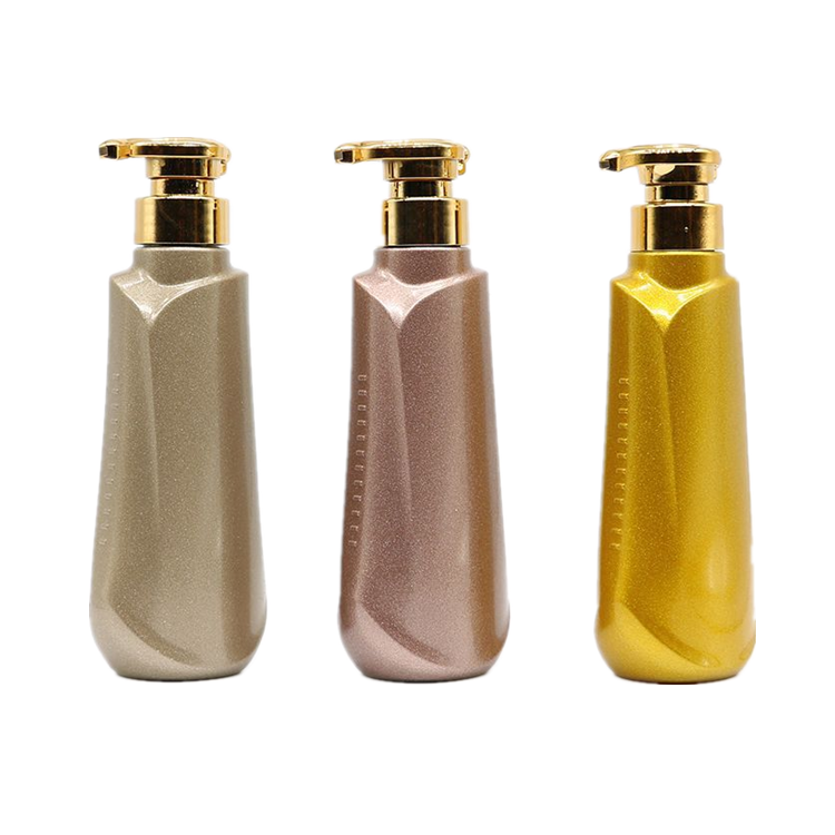 300ml 500ml 700ml PET plastic lotion bottles / luxury golden shampoo liquid dispenser / Fancy cosmetic square shape bottle