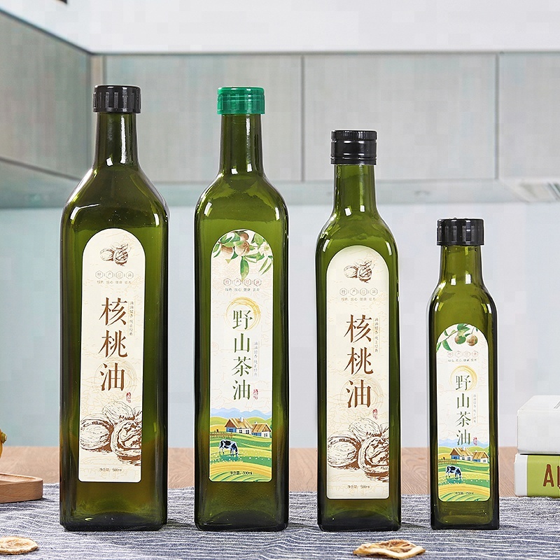 300ml 500ml 750ml Food Grade Dark Green Amber Transparent Dorica Olive Oil 250 ml 500 ml 750 ml 1000 ml Glass Bottle