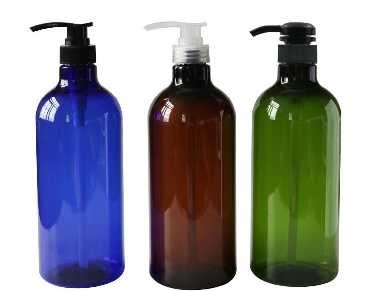 300ml 500ml Amber Green Blue Plastic PET Shampoo Bottles with Black Pump LotionTop