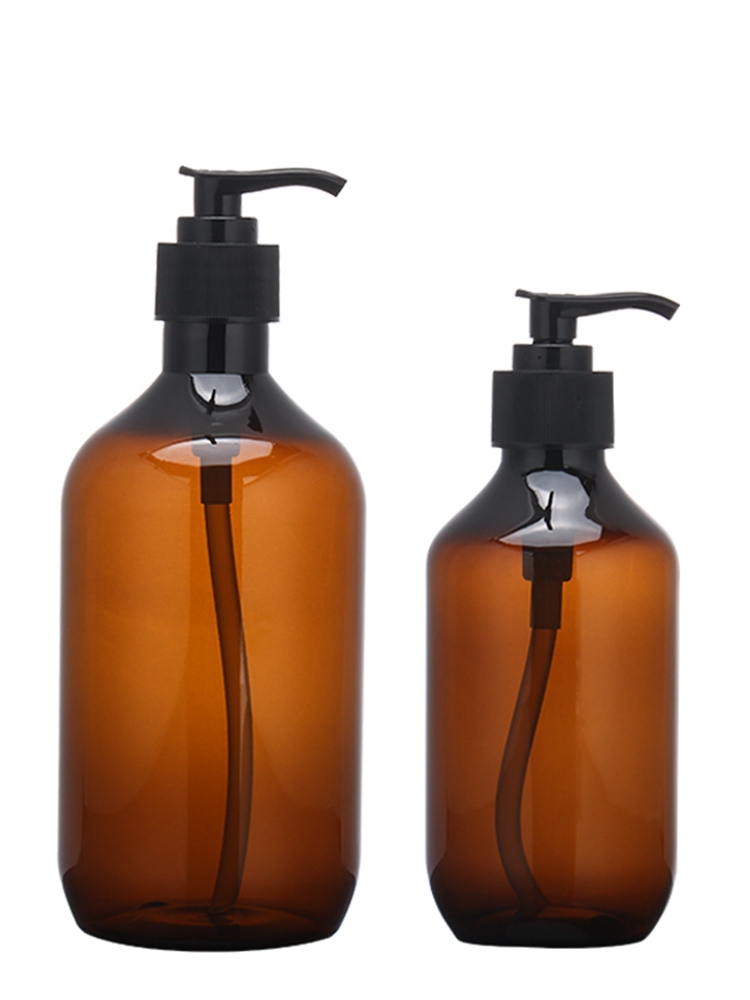 300ml 500ml Amber Green Blue Plastic PET Shampoo Bottles with Black Pump LotionTop