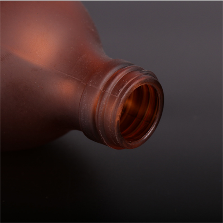 300ml 500ml Amber frosted round glass hand soap bottle with steel pump